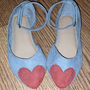 Old Navy Faux-Suede Ankle-Strap Gray Flats for Toddler Girls Size 8